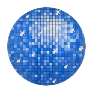 Tabla De Cortar Disco Tiles Dark Blue tablero de corte redondo