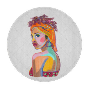 Tabla De Cortar Diseño abstracto de arte Chica colorido y bonito