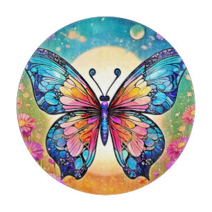 Tabla De Cortar Diseño artístico de mariposa floral