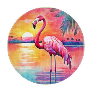Tabla De Cortar Diseño artístico de Sunset Flamingo