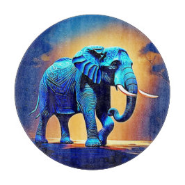 Tabla De Cortar Diseño brillante de Elefante Azul