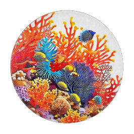 Tabla De Cortar Diseño colorido de vida marina submarina