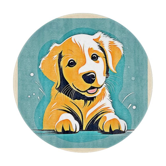 Tabla De Cortar Diseño de arte de cachorros (Anverso)