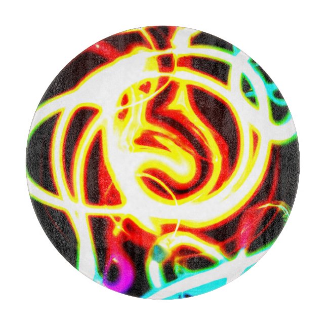 Tabla De Cortar Diseño de arte geométrico neón para sus necesidade (Anverso)