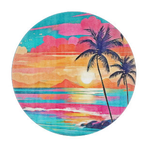 Tabla De Cortar Diseño de atardecer de colores tropicales