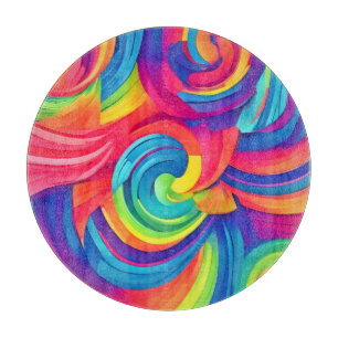 Tabla De Cortar Diseño de Caos de Barco Iris Swirl