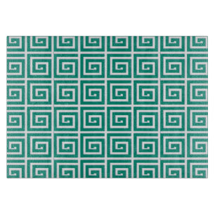 Tabla De Cortar Diseño de clave griega - blanco y verde azulado