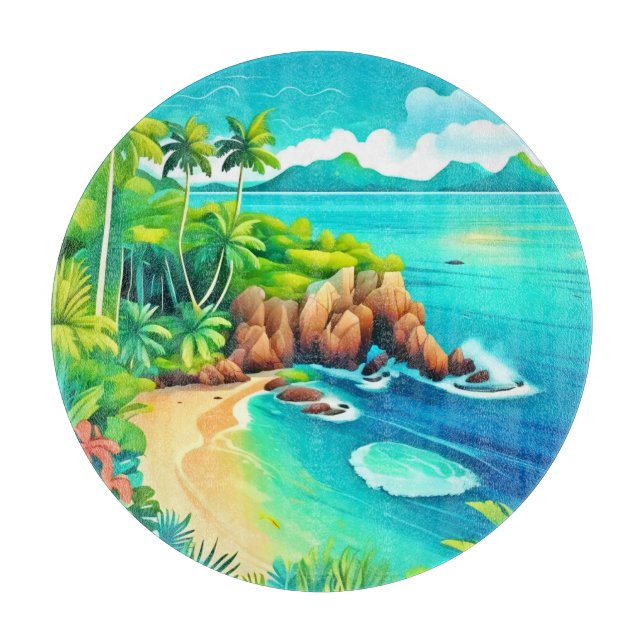 Tabla De Cortar Diseño de colisiones costeras tropicales (Anverso)