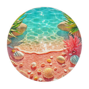 Tabla De Cortar Diseño de conchas de playa con un beso solar