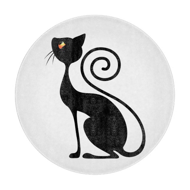Tabla De Cortar Diseño de estilo vintage para gato negro (Anverso)