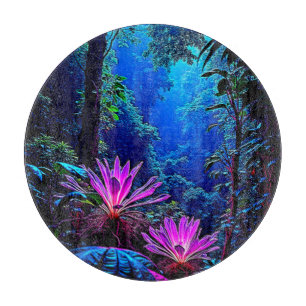 Tabla De Cortar Diseño de Floración Jungla Mística Brillante