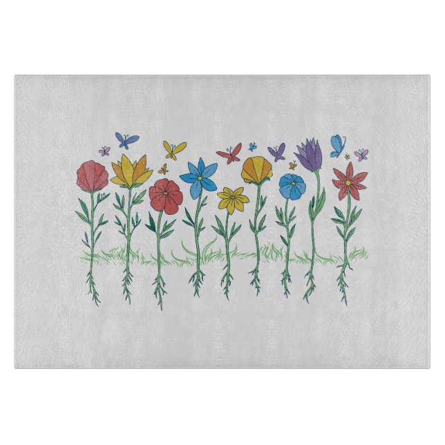 Tabla De Cortar Diseño de flores en crecimiento (Anverso)