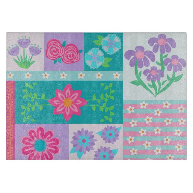 Tabla De Cortar Diseño de flores vibrantes en flor (Anverso)