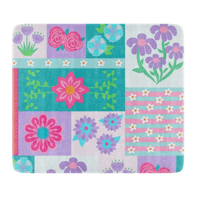 Tabla De Cortar Diseño de flores vibrantes en flor (Anverso)
