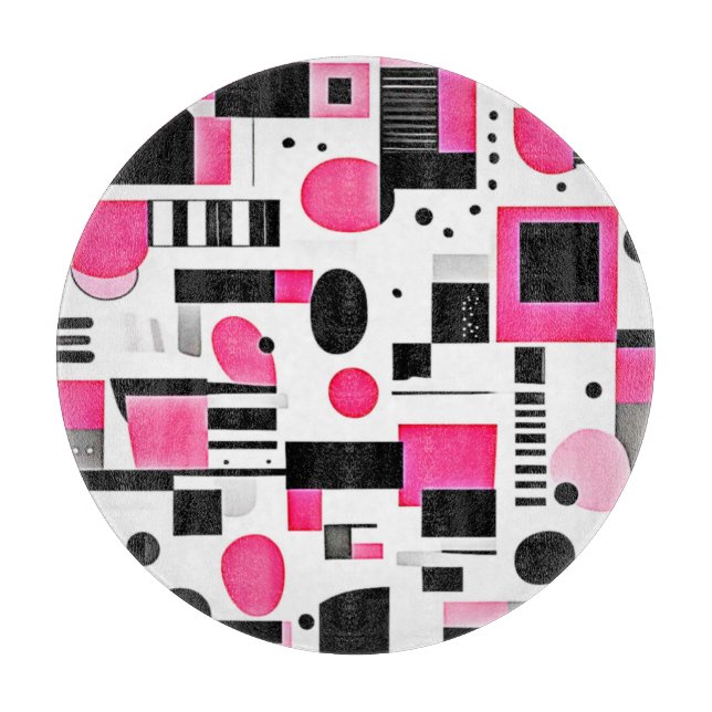 Tabla De Cortar Diseño de geometría rosa Pop Art (Anverso)