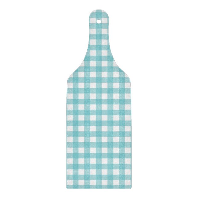 Tabla De Cortar Diseño de Gingham azul y blanco (Anverso)
