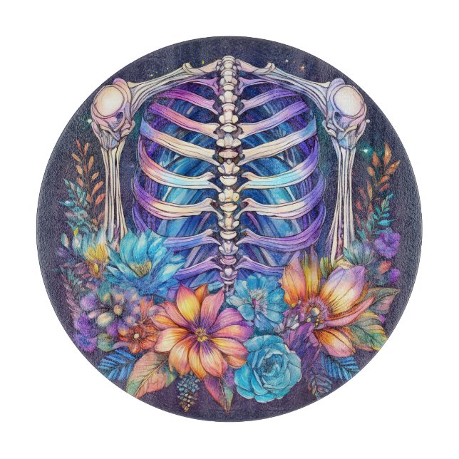 Tabla De Cortar Diseño de jaulas y flores (Anverso)