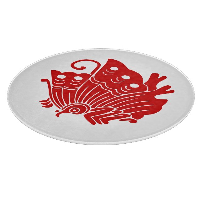 Tabla De Cortar Diseño de Kamon japonés con mariposa asiática (Borde)