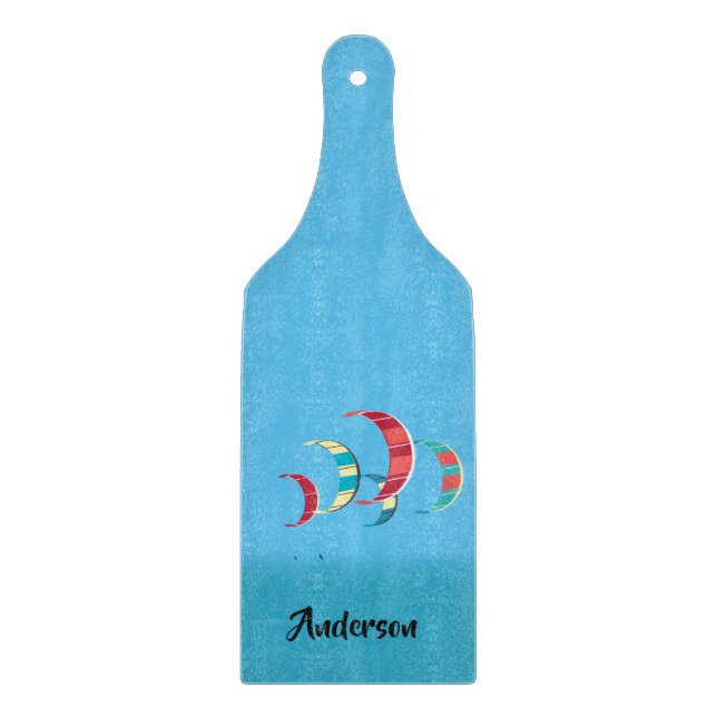 Tabla De Cortar Diseño de Kiteboard Azul (Anverso)