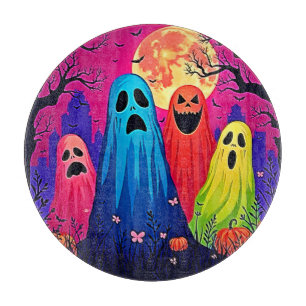 Tabla De Cortar Diseño de la fiesta de Halloween de Neon Ghosts