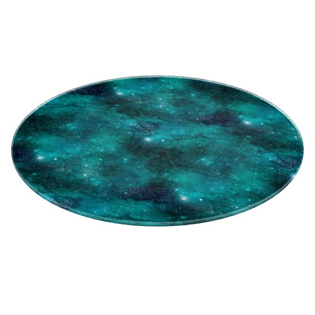 Tabla De Cortar Diseño de la serie Galaxia Verde azulada 8  (Borde)