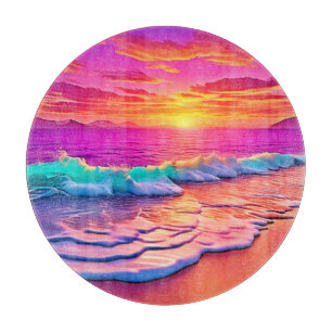 Tabla De Cortar Diseño de las olas de la playa de Sunset