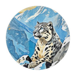 Tabla De Cortar Diseño de leopardo de la nieve salvaje