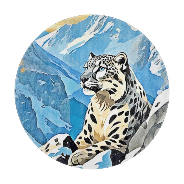 Tabla De Cortar Diseño de leopardo de la nieve salvaje (Anverso)