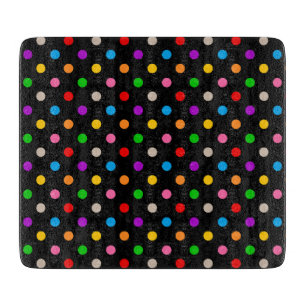 Tabla De Cortar Diseño de lunares de arcoíris colorido negro