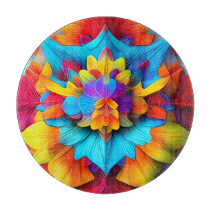 Tabla De Cortar Diseño de Mandala floral colorida