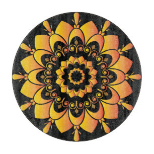 Tabla De Cortar Diseño de Mandala único dorado