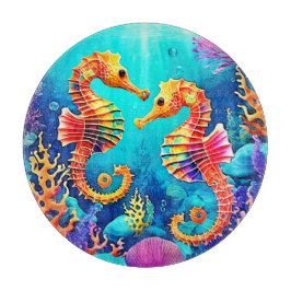 Tabla De Cortar Diseño de pares de caballitos de mar coloridos
