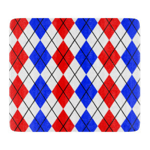 Tabla De Cortar Diseño de patrón de diamante azul rojo blanco