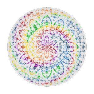Tabla De Cortar Diseño de Patrón de Mandala de Arcoíris
