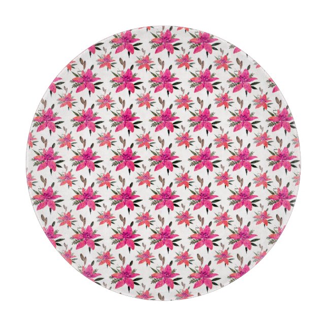 Tabla De Cortar Diseño de patrón floral rosa-29500 (Anverso)