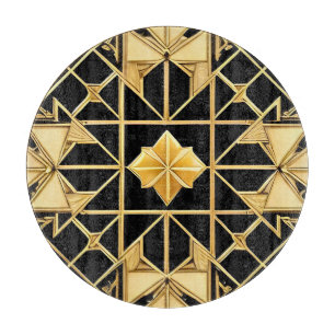 Tabla De Cortar Diseño de patrón geométrico dorado elegante