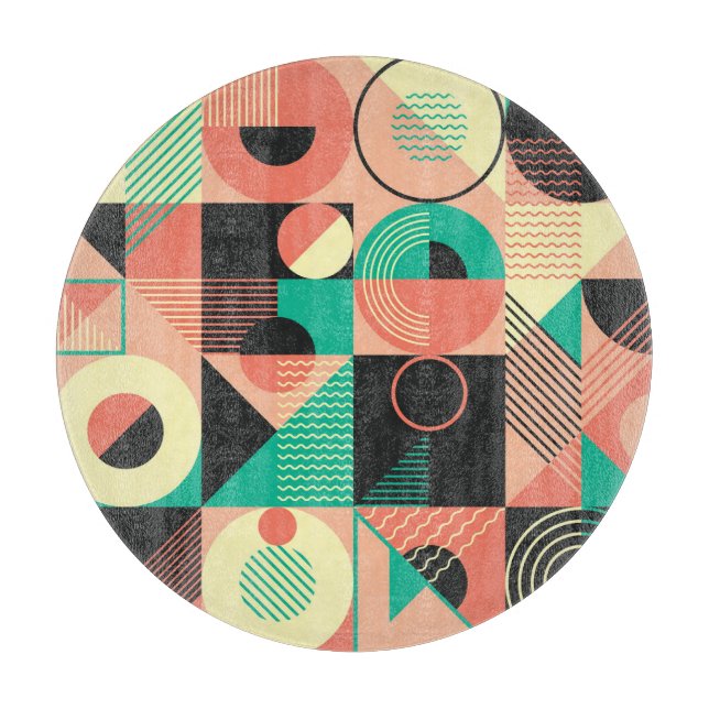 Tabla De Cortar Diseño de patrones geométricos retro (Anverso)