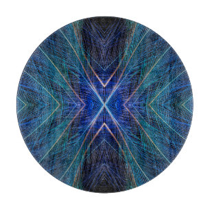 Tabla De Cortar Diseño de Pluma Fractal Azul