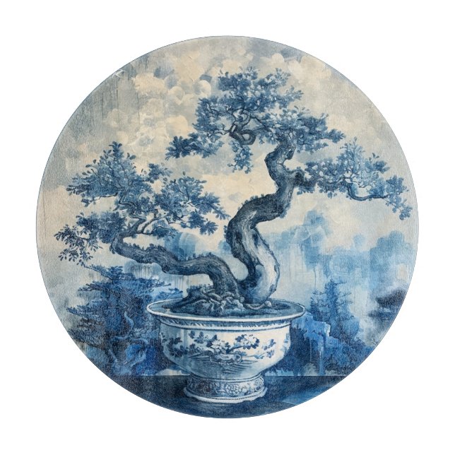 Tabla De Cortar Diseño de porcelana azul y blanca Chinoiserie (Anverso)