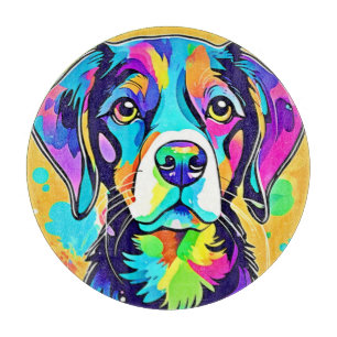 Tabla De Cortar Diseño de retrato de perro arco iris