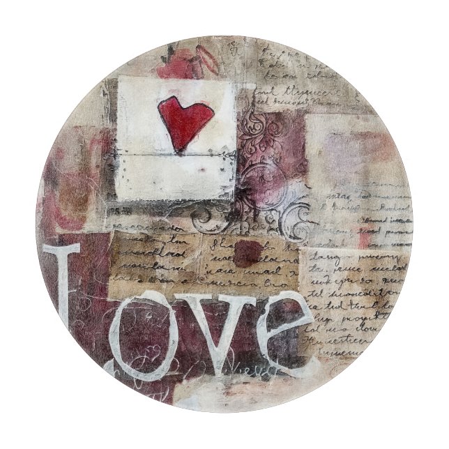 Tabla De Cortar Diseño de San Valentín Borgoña Serie 15 (Anverso)