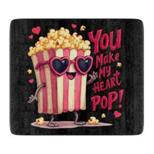 Tabla De Cortar Diseño de San Valentín Corazón de Palomitas