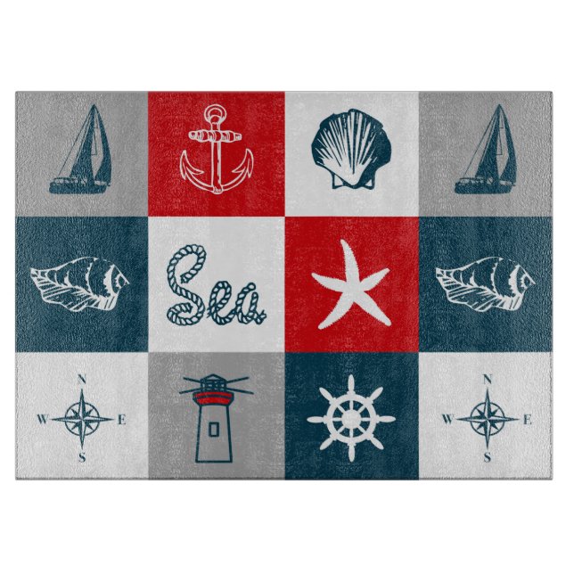 Tabla De Cortar Diseño de temática náutica (Anverso)