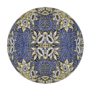 Tabla De Cortar Diseño de Tulipán y Sauce Azul y Dorado de William