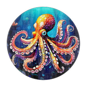 Tabla De Cortar Diseño de vista de pulpo colorido