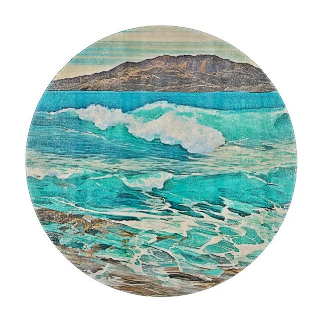 Tabla De Cortar Diseño de vista oceánica texturizada (Anverso)