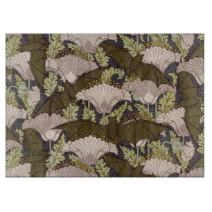 Tabla De Cortar Diseño Floral de Murciélago y Amapola Art Nouveau