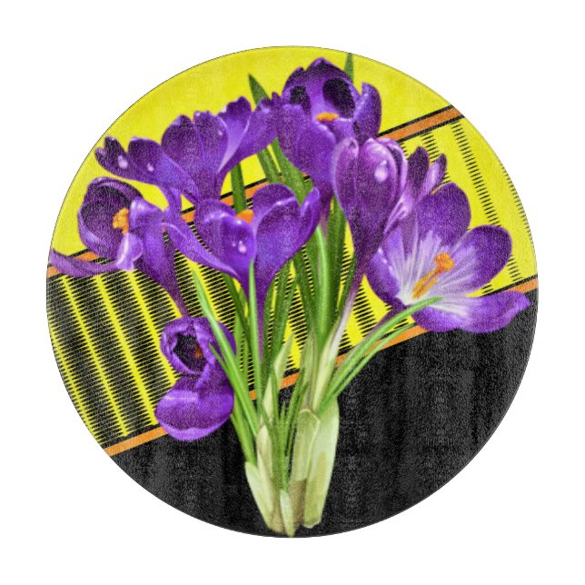 Tabla De Cortar Diseño floral/geométrico de crocus (Anverso)