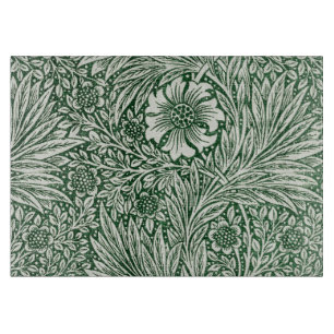 Tabla De Cortar diseño floral verde caléndula de william morris