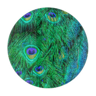 Tabla De Cortar Diseño fotográfico de plumas de pavo real radiante